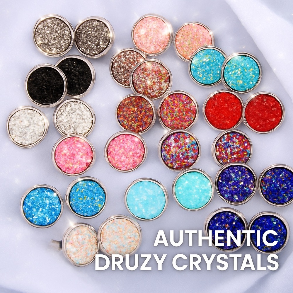 ADD-ON ONLY (to bundle):  Druzy Crystal and Silver Earrings